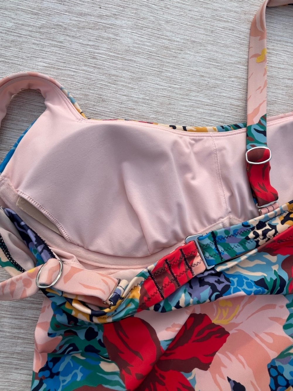 Athleta Women’s Swimsuit Bathing Suit Cream Multi Floral Tankini Top 34 B/C S/M - Picture 9 of 11